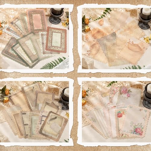 40 Sheets Lace Edged Vintage Scrapbook Paper Textured Journaling Supplies - color: Lace Edged
