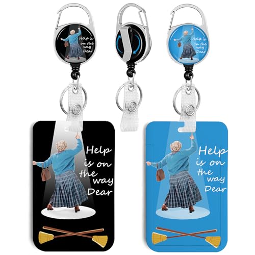 2 Pack Help is on the Way ID Badge Holder with Clip Badge Reels - color: 2 Pack-help is on the Way