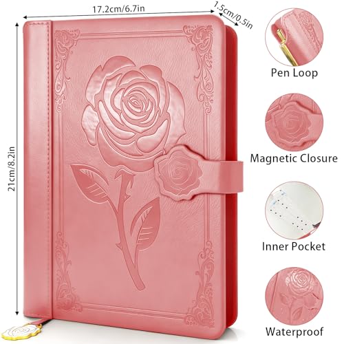 Aocii leather Journal for Women, A5 lined Daily Journals Notebook - color: Pink