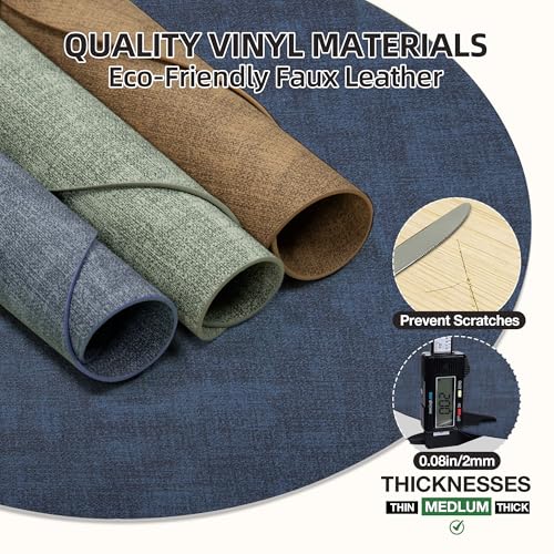 Placemats Set of 6, 15 Inch Round Faux Leather Place Mats - color: R-navy Blue