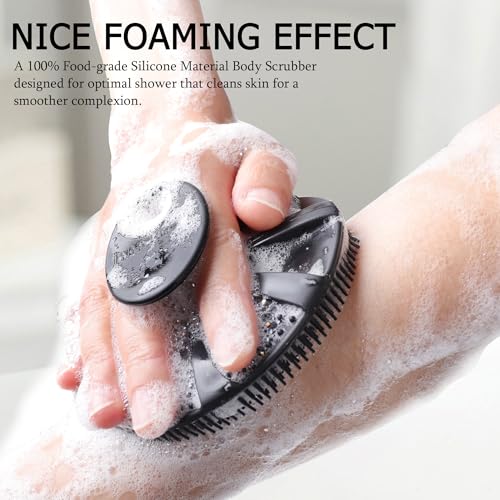 INNERNEED Food-Grade Soft Silicone Body Scrubber Shower Brush, Black+Gray - color: (Set) Black+gray