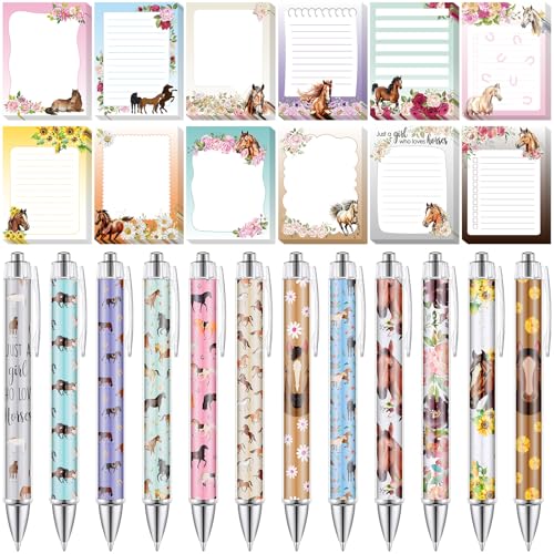 Dispowreath 24 Pcs Horse Sticky Notes with Pens Gifts Party Favors - style: Horse