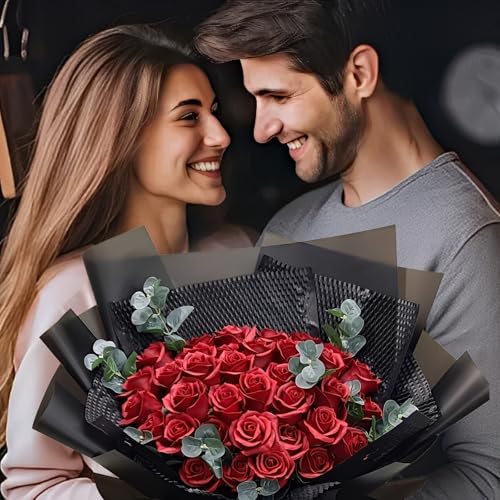 CCIJESW 20 Sheets Flower Bouquet Wrapping Paper Floral Packaging Pure Black - color: 001-Slightly Transparent Black