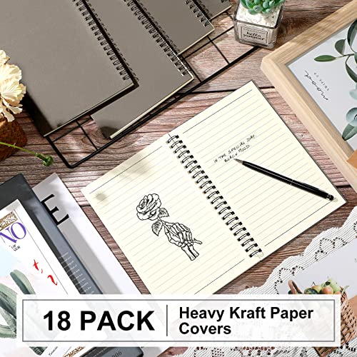 Yahenda 18 Pcs Spiral Notebooks, 1 Subject, Wide Ruled, Dark Gray - color: Dark Gray