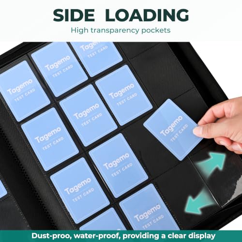 16 Pocket Zip Card Binder, 1024 Pockets Trading Card Binder with Side Loading Pockets, Water-Resistant Diamond-Textured Cover, Large 16 Slot Card Binder for TCG & Sports Cards - color: Teal Green, size: 16-Pocket