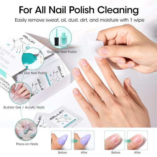 GELLEN Nail Cleanser Pads and Polish Remover Pads 400 Pack with Tools - size: 402PCS (Remover Pads Included)