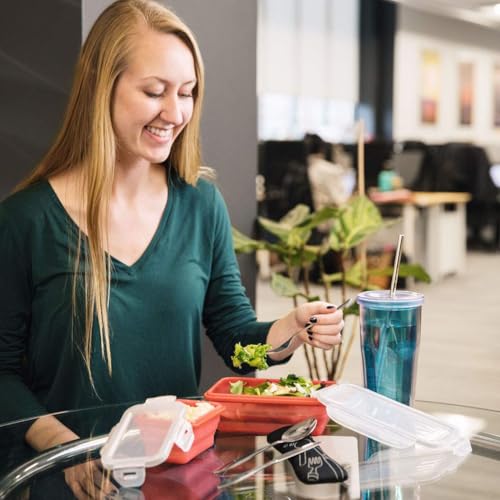 Reusable Travel Utensils with Case | Fork and Spoon Set with Knife, Chopsticks and Optional Reusable Straw– Office, Travel, or Camping Accessories| Lightweight Sturdy Reusable Utensils - color: 4pc 2pack - Black & Green