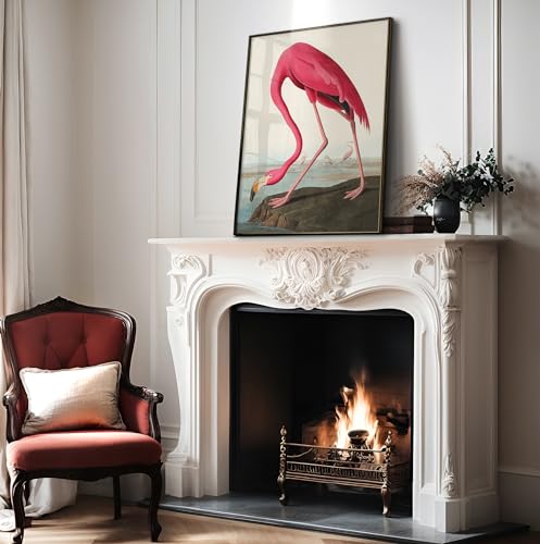 Poster Master Vintage American Flamingo Poster - Retro Pink Flamingo Print - Bird Art - Gift for Him, Her, Animal Lover - Perfect Decor for Living Room, Ocean or Beach House - 8x10 UNFRAMED Wall Art - color: Style-01, size: 8"L x 10"W