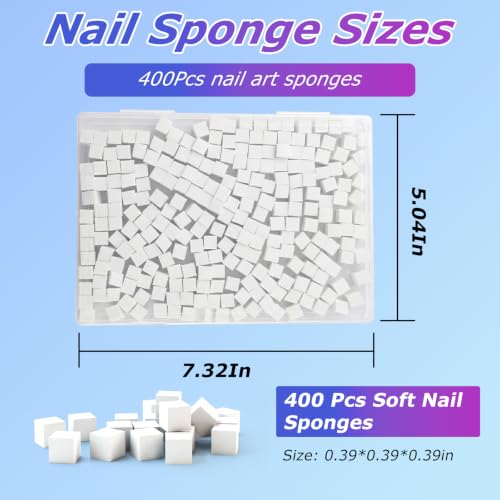 Soft Nail Sponges（400PCS）, Reusable Nail sponges,Nail DIY sponges, Nail Art sponges, Nail Brush Professional Accessories Manicure Salon Supplies - color: White-400Pcs