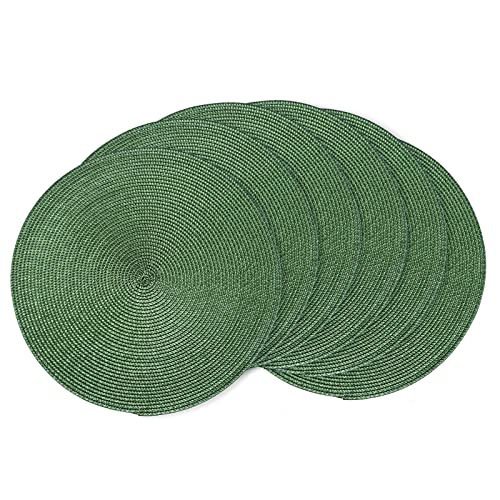 AHHFSMEI Round Placemats Set of 6 Heat Resistant Washable Non-Slip Woven Braided Table Mats for Dining Table Kitchen & Home Decor (Olive Green) - color: Olive Green, size: Set of 6