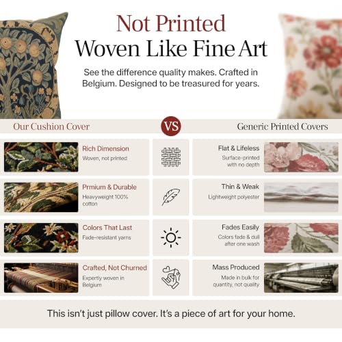 William Morris Orange Tree III Tapestry Boho Throw Pillow Cover 18x 18 in - color: Orange Tree III