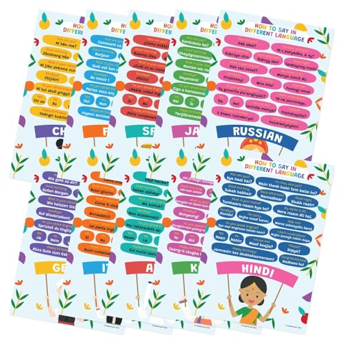 Quarterhouse 10 Poster How to Say in Other Languages Part 1 Classroom Set - color: How to Say in Different Languages Part 1