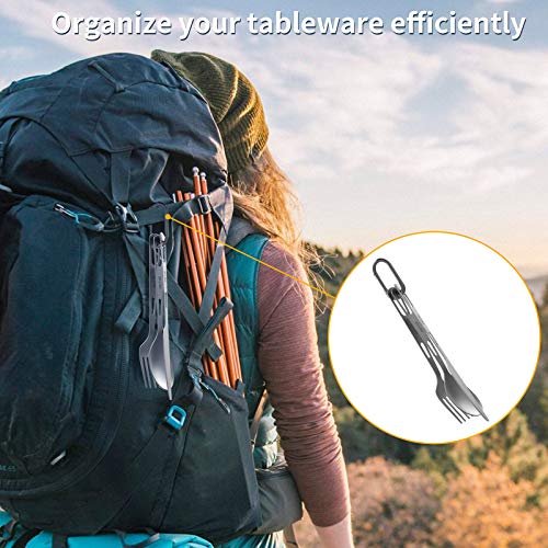 OUTXE Titanium Flatware Knife Fork Spoon Set Lightweight Ti Camping Utility Cutlery Set with Carrying Bag for Traveling Picnic Hiking - color: Knife Fork and Spoon Set