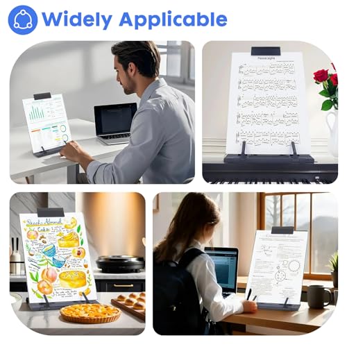Barelove Document Holder Paper Stand with 7 Adjustable Positions, Black Metal Paper Holder Stand for Desk When Typing for Reading A4 Letter, Books, Music Sheet, Receipts, Textbooks - color: Black