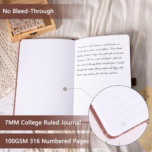 TIEFOSSI Lined Journal for Women, A5 College Ruled Notebook for Writing - color: Coffee, size: Lined