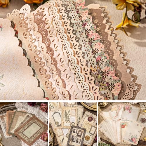 40 Sheets Lace Edged Vintage Scrapbook Paper Textured Journaling Supplies - color: Lace Edged