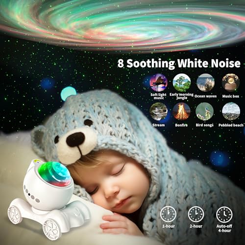 ENOKIK Galaxy Projector, Star Aurora Night Light Bluetooth Speaker, White - color: White
