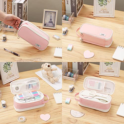 Dugio Large Pencil Case Organizer Big Pencil Bag for Girls Teens Pink - color: B-Pink