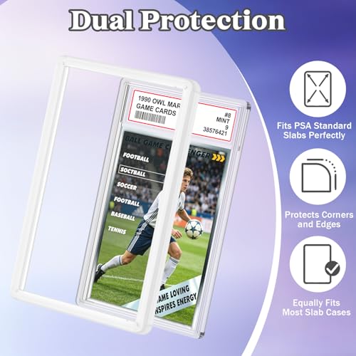 for 5 Pack PSA Slab Guard,Durable PSA Slab Protector Case,Hard TPU Stackable,Shock Absorbing Edge Protection,Soft Touch,Multicolor Guards with Precision Fit for Graded Cards Case,Clear - color: Clear, size: 5 Pack