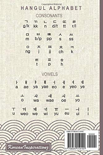 Korean Notebook: A5 Beige Korean Writing Hangul Practice Notebook with Hangul Alphabet Chart on back cover - Hangul Manuscript Paper with Blank Box Squares Grid for Practising Hangeul Handwriting