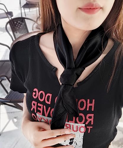 1 Piece of Square Satin Scarf Wrap Ribbon Neck Scarfs Halloween Retro Costume (23.62" x 23.62") - color: Black