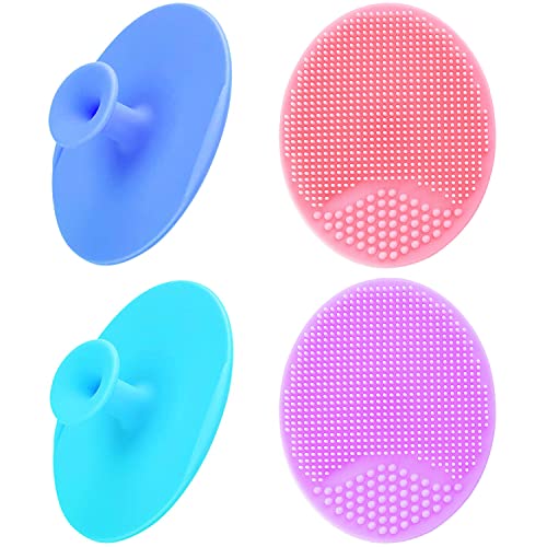 Silicone Facial Cleansing Brush - Face Scrubber & Exfoliator for Deep Cleaning, Blackhead & Acne Pore Care - color: Small - Blue&green&purple&rose
