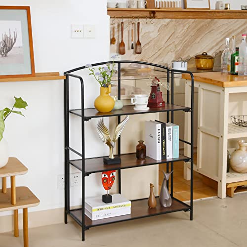Crofy 3-Tier Wider Foldable Bookshelf, Black Frame & Walnut Shelves - color: Black Frame & Walnut Shelf, size: 3 Tier Wider