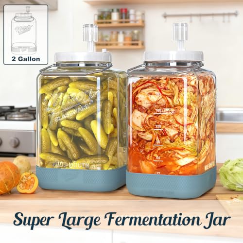 Large Fermentation Jars with Airlock, 2 Gallon Glass Jar with Lid - size: 2 Gallon