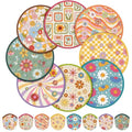 Gejoy 24 Pcs Hippie Retro Foldable Disc Fans Flying Disc Hand Fan 8 Style - color: Hippie Retro