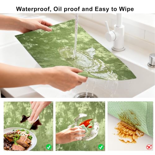 Faux Leather Placemats Set of 6, 11.8"x17.7", Forest Green - color: Forest Green, size: Set of 6