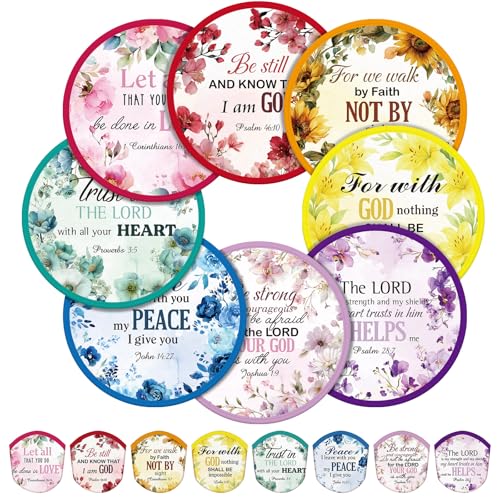 Gejoy 24 Pcs Christian Church Foldable Hand Fans Flying Disc 8 Style - color: Christian Church