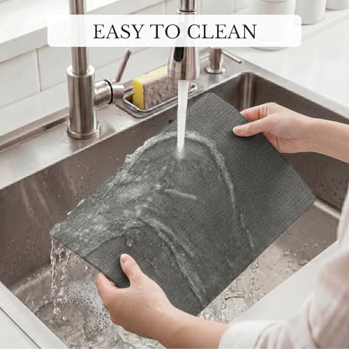 Romanstile Vinyl Placemats Set of 6, Reversible Faux Leather Wipeable Table Mats - color: Grey-black, size: PCS8