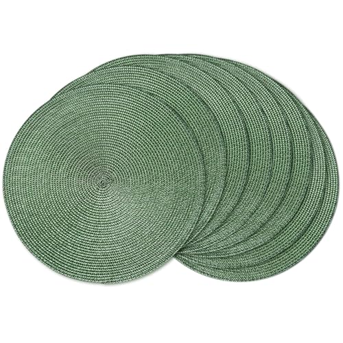AHHFSMEI Round Placemats Set of 8 Heat Resistant Washable Non-Slip Woven Braided Table Mats for Dining Table Kitchen & Home Decor (Olive Green,8) - color: Olive Green, size: Set of 8