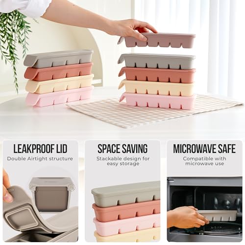 0.7 oz/12 Sections Silicone Ice Cube Freezer Tray with Lid, 100% Food-Grade Platinum Silicone,Leak Resistance & Dishwasher Safe for Baby Food Prep,Breast Milk,Purees - Korean Made, Gray - color: Gray, size: 0.7oz/12ct â 1 Pack