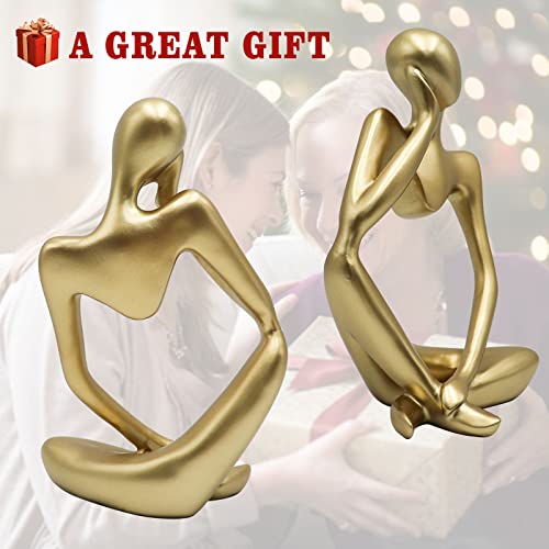 Dnoifne Thinker Statues and Sculptures, Resin Thinker Statue Ornaments, Abstract Style Sculptures, Housewarming Gifts, Housewarming Decorations, Living Room Dining Desk Decorations(Gold Right, Large) - color: Gold Right, size: Large