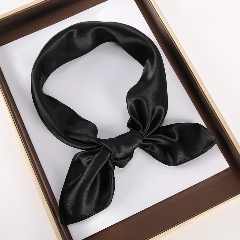 1 Piece of Square Satin Scarf Wrap Ribbon Neck Scarfs Halloween Retro Costume (23.62" x 23.62") - color: Black
