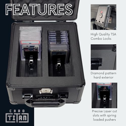 Card Titan Vault Trading Card Storage Box - Lockable Sports Cards Hard Case with Spring-Loaded Pushers for Top Loaders & Graded Cards - 2 Row - color: Black 2 Row, size: 2 Row