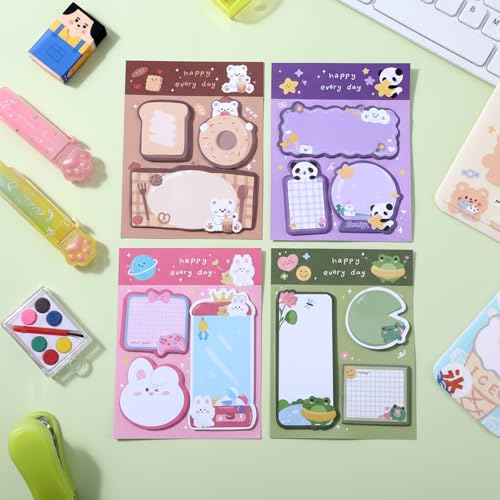WLLHYF 4 Pack Cute Sticky Notes 240 Sheets Sticky Notes Page Markers Flags