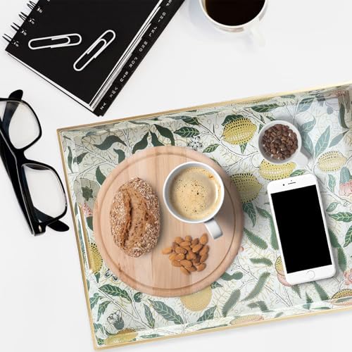 Spsyrine Plastic Serving Tray with Handles for Coffee Table, Lemon - color: Multi L