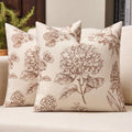Kevin Textile Hydrangea Floral Pillow Covers Set of 2 18x18 Inch, Brown - color: Brown