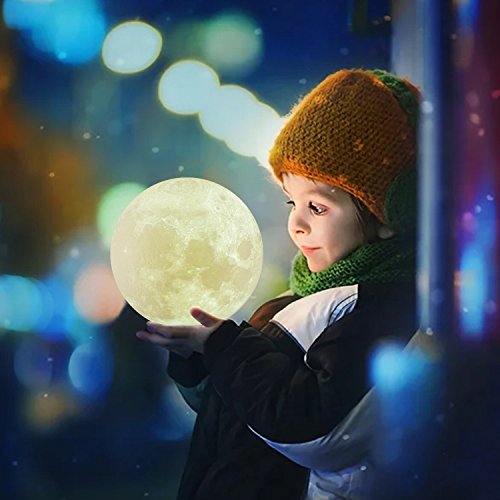 Moon Lamp, 3D Printed 16 Color LED Night Light, Moon Light with Dimming 7in - size: 7.0 inch