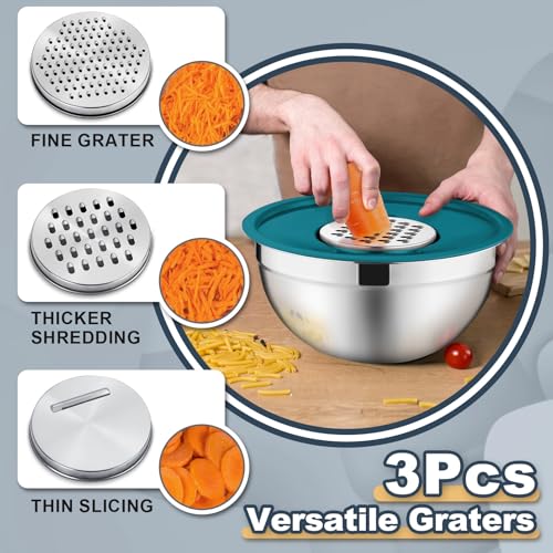 P&P CHEF Mixing Bowls with Lids Set of 6, Nesting Salad Bowl, Blue - color: Blue