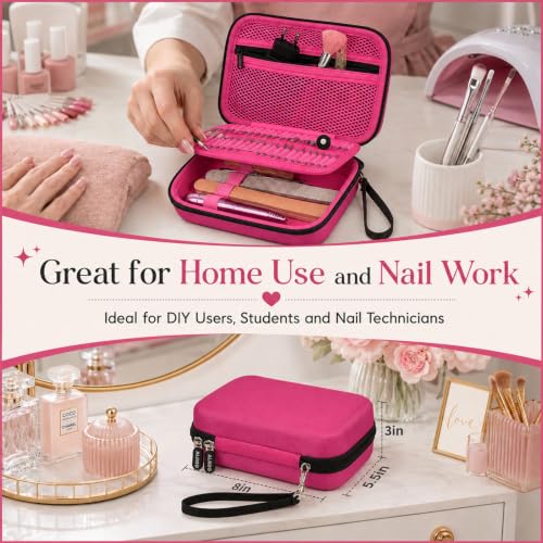 ALKOO 40-Slot Nail Drill Organizer Case with Nail Drill Bit Holder - color: Rose Red