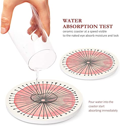 Britimes Coasters for Drinks, Set of 6, Ceramic Stone, Flower Circles - color: Doodle Flower