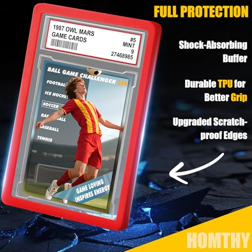 1 Pack Graded Card Slab with PSA Slab Bumper Set, Hard TPU PSA Slab Bumper Protector Guard Graded Card Slab Protectors with Label Position for Game Cards, Sports Cards, Trading Cards