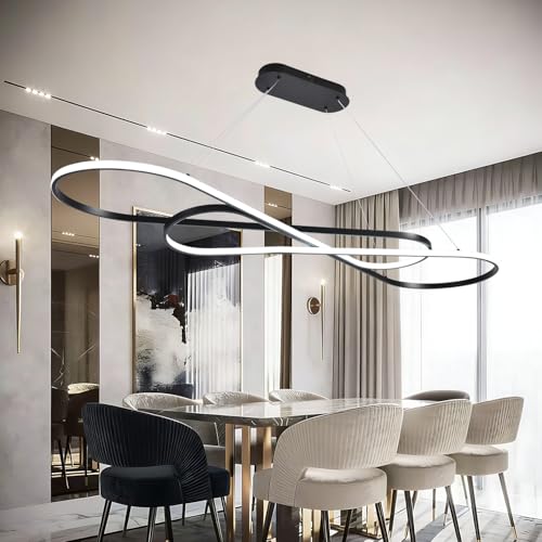 59.06in Large Modern LED Pendant Chandelier - color: Black, size: 59.06in