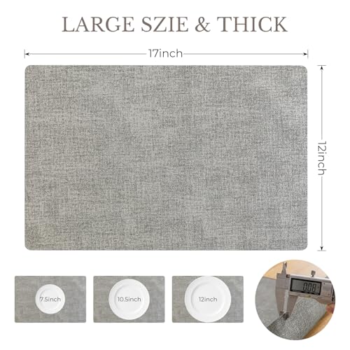 Romanstile Faux Leather Vinyl Placemats Set of 6, Light Grey - color: Light Grey