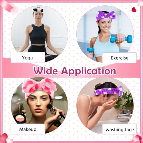 WSYUB 3PCS Spa Headbands, Headbands for Face Washing - color: Pink, purple and white with round dot