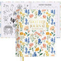Everloria Premade Dotted Journal Notebook, 12 Months Pre-made Templates, 260 Hand-Drawn Coloring Pages, Undated Weekly & Monthly Planner, 7.8"x9.3" Leather Dot Grid Mood Habit Tracker - color: Floral B