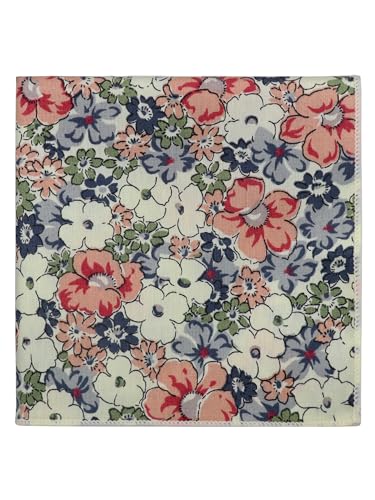 Luckyvestir Floral Pocket Squares for Men Cotton Flower Handkerchief Formal Wedding Party Graduation - color: Colorful
